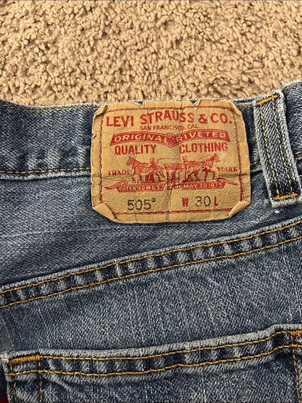 Levi's Distressed Bleached Denim Shorts - Blue - Picture 3 of 3